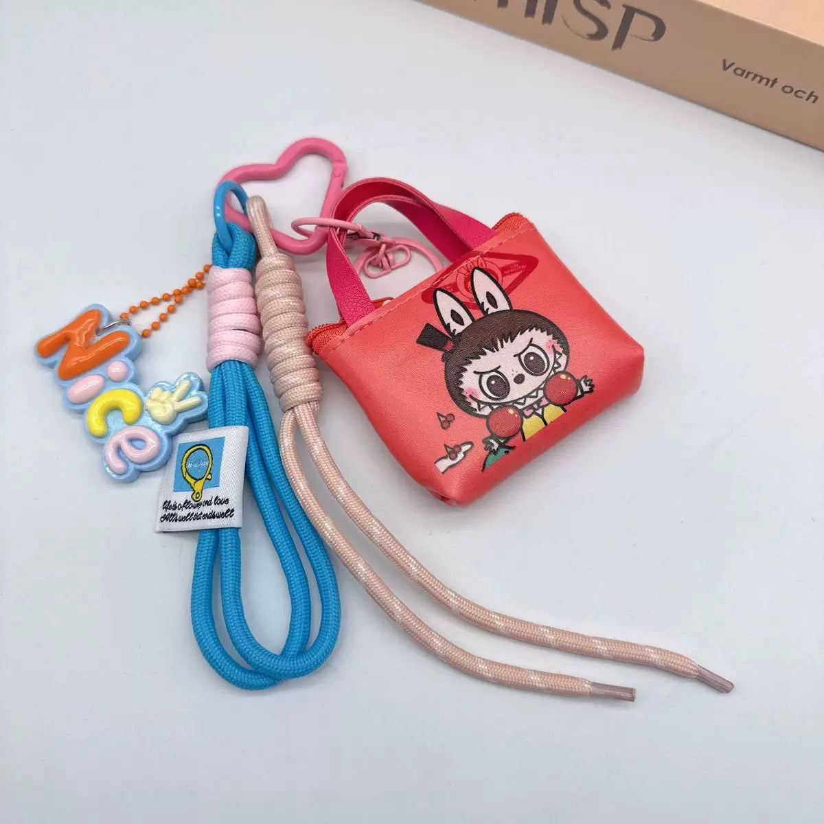 Labubu Mini Purse Keychain – Paracord Strap & “Miss” PVC Charm